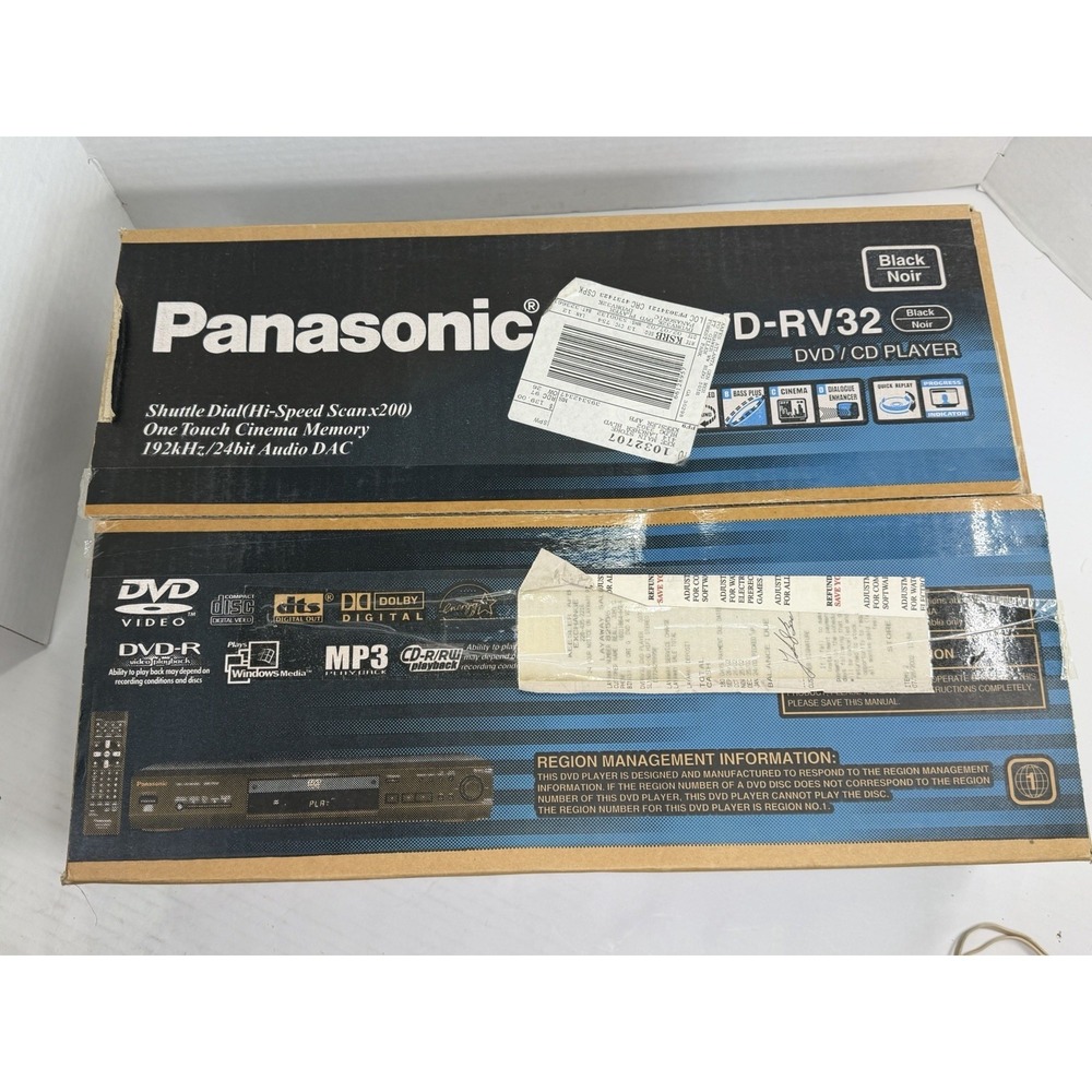 Panasonic DVD-RV32 DVD CD Player New Open Box Complete Black MP3 DTS‎ Dolby